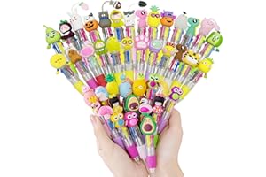 MLLTECH 30 pcs Stylo à bille rétractable-4 couleurs Mini Multicolore Stylo Créatif Cartoon Fournitures scolaires pour les enfants Élèves Devoirs École Bureau Cadeaux