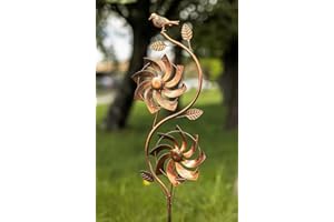 Garden Mile 1.3m Large Metal Wind Spinners For Garden On Stake Durable Weather Metal Garden Ornaments Easy Assembly Windmills Outdoor Decorations For Flowerbeds Patio Lawn