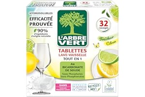 L'arbre vert Tablettes Lave Vaisselle Hydrosolubles Citron 30 Tablettes 547,5 g