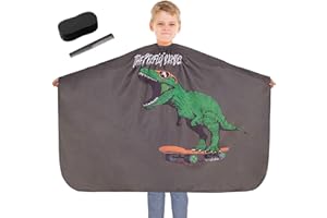 Beinou Capa Peluqueria Niño Capas de Corte Dinosaurio Capa Barberia con Esponja Cepillo Peine Cierre Ajustable