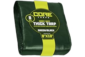 Core Tarps bache de Protection Exterieur (155 g/m²|8′ X 10′ | 2.45m X 3m | Vert/Noir) 8 Mil Haute résistance,bâche de Couverture, Bâche étanche–bâche de Protection avec œillets