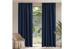 PONY DANCE Zasłony zaciemniające, z taśmą marszczącą, 2 sztuki, 245 x 140 cm (wys. x szer.), nieprzejrzyste, do salonu, do systemu szynowego, ciemnoniebieskie