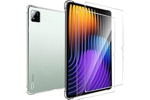 MEMELOKA Custodia per Xiaomi Pad 7/Pad 7 PRO 11.2 Pollici + 2 Pezzi Vetro Temperato, Cover Protezione in TPU Morbido Ultra-Sottile con Airbag in Silicone Rinforzato