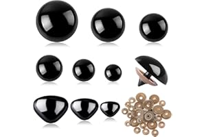 SANNIX 90 Pcs 12-30 mm Safety Eyes and Safety Noses, Large Black Safety Eyes for Crochet Animals, Plastic Button Sew-On Eyes with Washers for Dolls, Plush Toys, Teddy Eyes