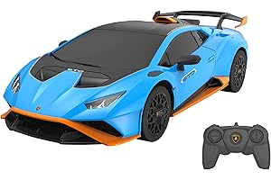 JAMARA Lamborghini Huracán STO 1:24 2,4 GHz - oficjalnie licencjonowany, do 1 godziny jazdy przy ok. 9 km/h, idealnie odtworzone szczegóły, wysokiej jakości wykonanie, niebieski