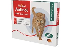 Antinol - Natural Joint Supplement for Adult Cats - Supports Joint Mobility & Skin Health - With Green Lipped Mussels, Omega 3 & Vit E (30 Capsules)