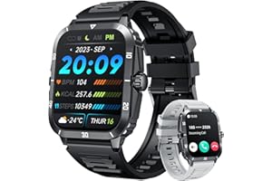 NIIZERO Montre Connectée Homme Sport Smartwatch: 2.0" Montre Intelligente avec Appel Blutooth Andriod ios Compatible 3ATM Étanche Militaire Watch 100+ Sportifs Fitness Mode Moniteur de Santé Sommeil Podometre
