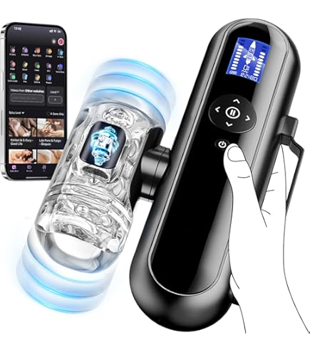 Automatic Male Masturbator Sex Toys For Men - Open Ended Male Sex Toys With 7 Thrusting & 7 Rotation Modes, Handles Design Mens Sex Toys, Portable Pocket Pussy Male Stroker, Blowjob Adult