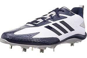 adidas Adizero Stabile Low Baseball Shoes Metal Cleats (Crystal White/Core Navy/Silver, UK Footwear Size System, Adult, Men, Numeric, Medium, 8)