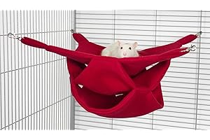 RODENTS RESIDENCE DREI Ebenen Hängematte Kleintier Höhle Haus Häuschen Ratte Chinchilla Frettchen Degu (Rot)