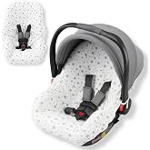 Orzbow Universal Baby Car Seat Cover, White Stars | Breathable, Group 0/0+ Universal, Machine Washable, 100% Pure Cotton