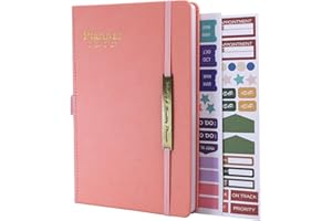 EARNING POWER Diary 2024-2025 - 18 Month Diary from Jan. 2024 to Mid Year Jun.2025, A5 Week to View Diary, Weekly & Month Planner with Leather Cover, Pen Loop, Inner Pocket (Pink)