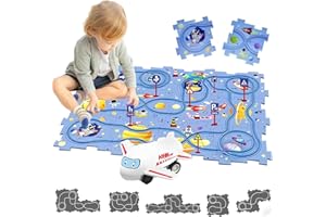 DUOLEEY Pista Macchinine per Bambini DIY Pista del 12PCS Puzzl DIY Rotta Gioco Giocattolo Educativi Regalo Giochi Bambini 2 3 4 5 6 Anni (Spazio)