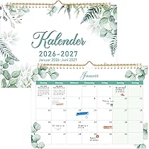 Kalender 2026 - 18 Monate Kalender 2026-2027 von Januar 2026 bis Juni 2027, Wandkalender 2026-2027 mit Dickem Papier für Zuhause/Büro/Schule, 21,6 x 27,9 cm, Schwarz