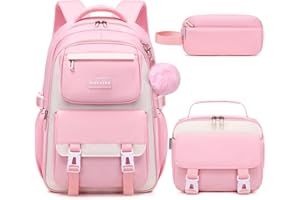 Makukke School Backpack for Girls Book Bag Set, School Bag for Teens Girls Kid Children Elementary Middle School Student, Waterproof