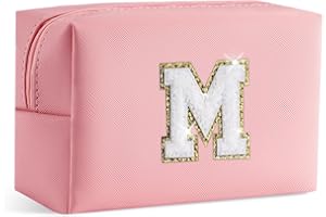 SEFORICO Small Makeup Bags for Women - Waterproof Leather Cosmetic Bag A-Z Personalized Bag Portable Travel Women's Purse