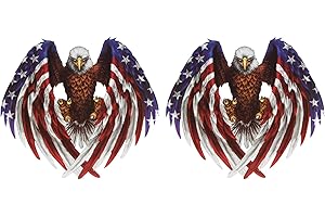 HALJIA 2 Pegatinas 3D Creativas con diseño de Bandera Americana y águila Calva para Coche, Moto, monopatín, Bicicleta, Parachoques, Ventanas, Impermeables, Reflectantes calcomanías Decorativas