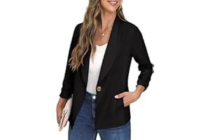 GRECERELLE Blazer Damen Elegant Sommer Leicht Business Geschäft Büro Arbeit Festlich Lang Jacke Blazer für Damen mit Tasche und Knöpfe