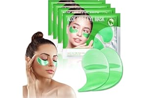 JANEROWEE 60 pièces masque pour les yeux à l'aloe vera, Masque Yeux Collagène, Patch Yeux Anti Cernes en Gel, Hydratant et Apaisant, Réduit les rides et ridules,Skincare pour Contour des Yeux (Vert)