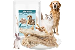 MINCHEDA Freeze Dried Rabbit Feet Dog Treats, Natural Grain-Free Chews for Small & Large Dogs Single-Ingredient, High-Protein Snacks,Hypoallergenic, Rich in Glucosamine for Joint Health (S, Abricot)