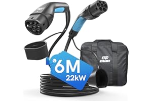 ‎EVDANCE EVDANCE Typ 2 Ladekabel 22KW 6m 32A 3 Phasig, Ladekabel Typ 2 mit Tasche für E Auto EV/PHEV, Typ 2 auf Typ 2, Mennekes Mode 3 CCS Kabel, Kompatibel mit Model Y 3 S X XC40 ID.3 Q4