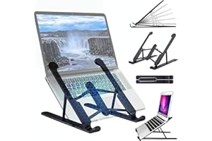 TOVARIN® Super Soporte Portatil Estable | 6° Ángulos Ajustables | Laptop Stand Antideslizante | Aleación de ABS+Aluminio | Elevador Portatil Plegable | COMPATIBILIDAD Universal 10-15.6”