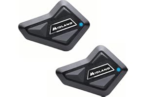 Midland - Interfono Moto Bluetooth ECE2206 Coppia Nuovo BT Mini Twin, Auricolari Casco Moto 4 Persone Waterproof, Portata 500m, Autonomia 8H, Cancellazione Rumore, Music Share, Compatibile TFT
