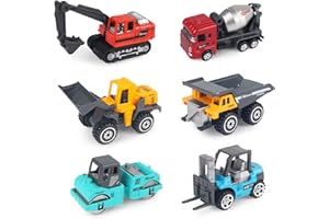 jenilily Toys Push and Go Vehicles, 6 Pack Mini Assorted Construction Race Car Toy for Kids Toddlers Boys Child