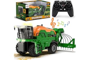 PENGBU RC Tracteur Telecommandé Enfant, Tracteur Enfant 2 3 6 8 ans, Voiture Telecommandé, arrosoir, sons et lumières, jouet de tracteur enfants 3 ans et plus,camion telecommande arrosoir à engrais liquide