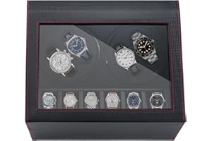 NOSTHEART Remontoir Montre Automatique Rotate Remontoir à Montres 4 + 6 Boîte à Remontoir de Rangement en Cuir d'autruche avec Moteur Silencieux pour Remontage Mécanique de Montre