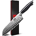 SHAN ZU Kitchen Santoku Knives in Powder Steel, Japanese Knife 20cm Professional Chef Knives High Carbon Carving Knives, Ultra Sharp Kitchen Knives Utility Knife with Ergonomic Pakkawood Handle