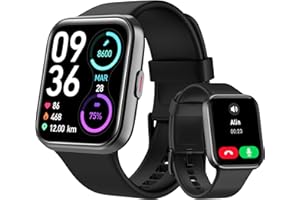 Tensky Orologio Smartwatch Uomo Donna 1,8" Smart Watch con Rispondi/Fai Chiamate, Alexa Integrata, 110+ Sport, Contapassi Monitoraggio Sonno SpO2 Frequenza Cardiaca, Impermeabile IP68, per Android iOS
