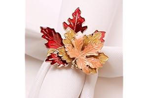 Mokylor 8 Pcs Maple Leaves Napkin Rings, Fall Metal Napkin Rings Holder Maple Leaves Serviette Buckle Holder Autumn Leaf Napkin Buckle for for Harvest Season, Thanksgiving, Fall Decoration
