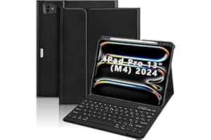 GAOJIE Etui Clavier pour iPad Pro 13 Pouces (M4) 2024 avec Fente pour Stylo, AZERTY Français Bluetooth Clavier Détachable sans Fil pour iPad Pro 13 Pouces A2925 A2926 A3007(Noir)