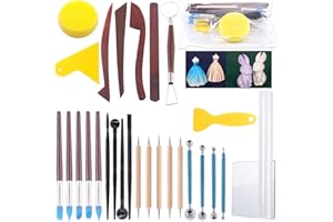 Keadic Kit de herramientas de escultura de arcilla de cerámica, herramientas de tallado de jabón, herramientas para moldear flores, papel en seco, decoración de uñas, arcilla de cerámica