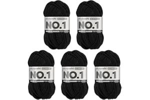 myboshi No.1-Wolle zum Häkeln und Stricken, Schnellstrickgarn, langlebige Mützenwolle, Mulesing-frei, 50g, Ll 55m Schwarz (Schwarz) 5 Knäuel