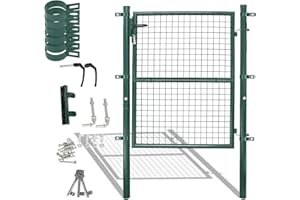 Ollewiellan Gartentor, 100x100cm Grün Gartentür Zauntür Hoftor aus verzinktem Stahl, inkl. Schloss Türklinke und 3 Schlüsseln, Zauntor Zaun Wetterfest, Robust und Langlebig