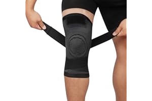 Genouillère Sport 2 Pièces Genouillère Élastique Réglable Courir douleur articulaire arthrite ménisque déchiré lésions cartilagineuses myosite récupération rapide unisexe (Noir, L)