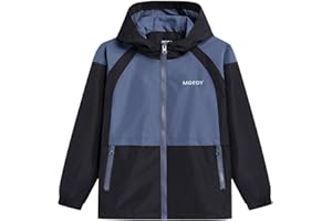 BUYIREN Boys Girls Waterproof Jacket Rain Jackets Hooded Raincoat Lightweight Mesh Lined Rain Coats for Kids, 5-16 Years