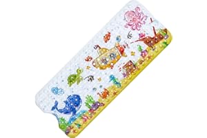 DAMIII Mata do wanny dla dzieci, z motywem morskim, antypoślizgowa, z przyssawkami, antypoślizgowa, bez BPA, do wanny i wanny, 100 x 40 cm