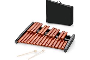 COSTWAY 25 Noten Xylophon Glockenspiel, Musikinstrument Holz, mit 2 Schlägeln & Tragetasche, Percussion Geeignet für Kinder und Erwachsene, Braun+Schwarz
