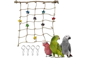 CQJ Bird Climbing Rope Net Climbing Rope Ladder,Size - 18''X20'' Parakeet Cage Hanging Toys for Rats Parakeet Cockatiel Cockatoo Conure African Grey Budgie