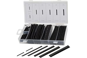 BRACKIT 170 Pieces - Black Heat Shrink TUBING Multi-Pack Assortment for Insulating, Covering and Joining Open Wire Connections. 2x35mm - 2.5x35mm - 4x100mm -