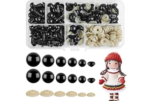 HAVACUE ㅤ HavaCue Lot de 260 Yeux de Securite Amigurumi,Schwartz Amigurumi Kit Yeux 6-12mm Yeux Securite Amigurumi,Plastique Yeux de Sécurité Amigurumi Crochet Animal Doll Poupée Jouet en Peluche avec