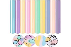 Tintnut 3D Puff Vinyl Heat Transfer - 10 Sheets 12inches X 10inches Pastel Puff HTV Puff Heat Transfer Vinyl 3D Puffy Iron On Vinyl for T-Shirts DIY Compatible with Cricut Or Silhoutte Cameo