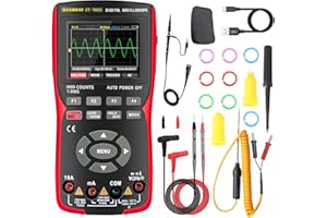 MAXRIENY Digitales Oszilloskop-Multimeter, Grafik, Bandbreite 10 MHz, Reichweitenmesser, automatische Kalibrierung und Speicherfunktion, Strom, Kapazität, Temperatur, Diode, Spannungsprüfer
