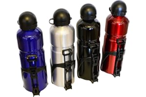 all-around24 Sportowa butelka 750 ml z uchwytem na bidon na rower – aluminiowa butelka na rower, nie zawiera BPA, kolor srebrny