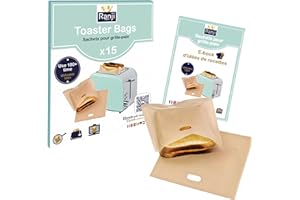 RANJI® 15x Toaster Bags – Wiederverwendbare Toast Taschen & Toaster Tüten BPA-frei | Toastabags für Sandwich, Pizza, Muffins | Antihaft Toast Tüten für Toaster, Ofen, Panini, Mikrowelle