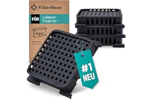 FilterBase® Fresh Air Filter für Liebherr Kühlschrank | 4 Stück | Aktivkohlefilter kompatibel mit 9096989 9882460 988246000 und 7440021-00