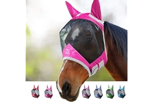 Harrison Howard CareMaster Pro Luminous Pferde Fliegenmaske UV-Schutz mit Ohrenschutz Rosa Pony (S)